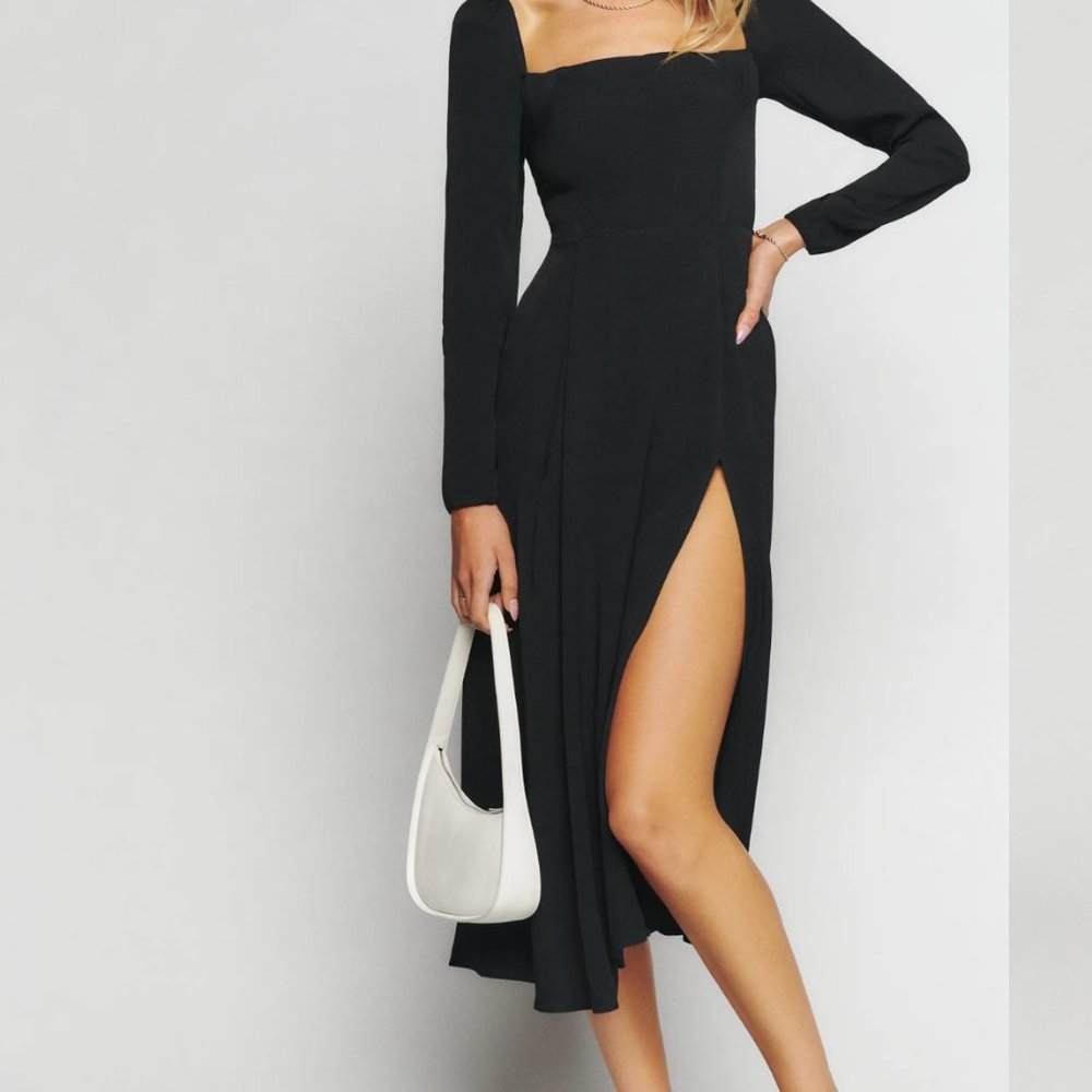 Reformation Black Midi Dress